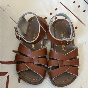 Saltwater Brown Leather Kids Sandals
